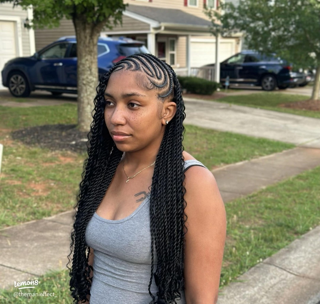 Long twists with curly ends by Joy Braiding in Duluth, GA